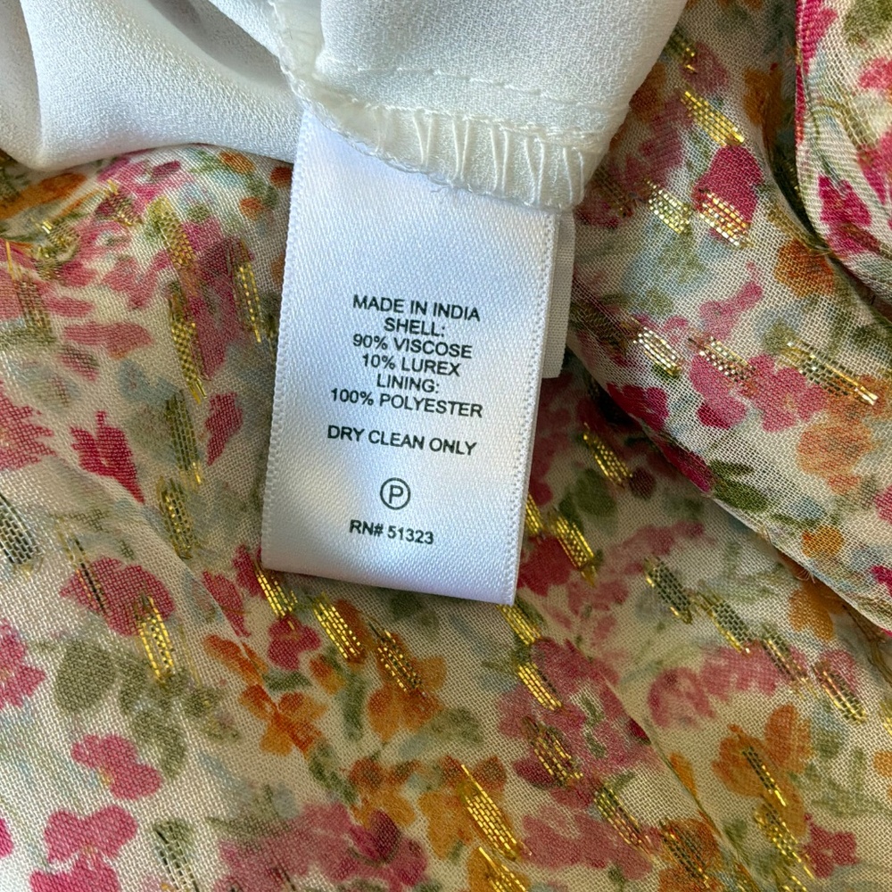 New Parker Top Multicolor Floral Ruffle Blouse with Metallic Threads - Picture 8 of 11
